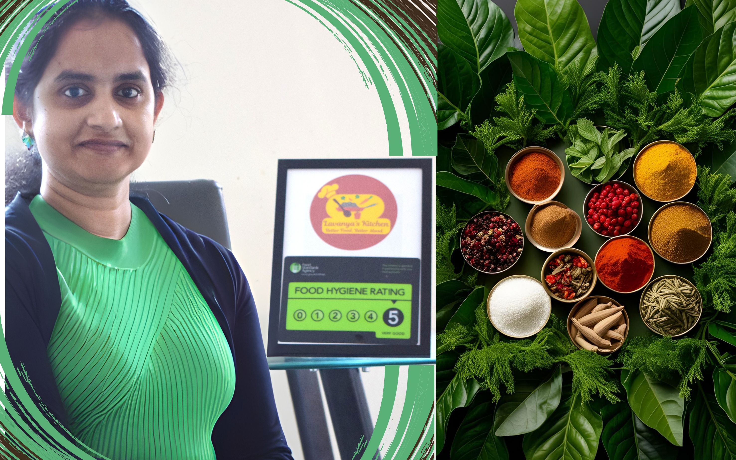 Lavanya's Kitchen chef with colorful spices